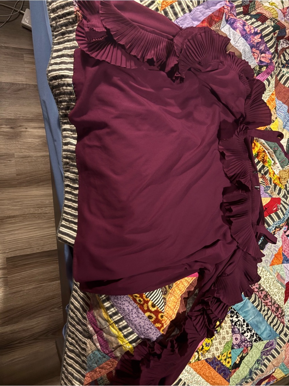 Ruffled Off-Shoulder Top in Deep Wine